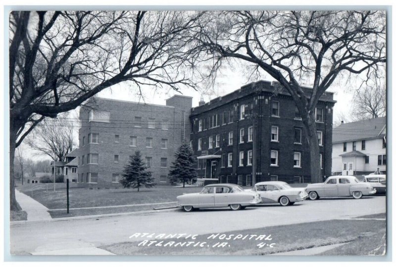 1957 Atlantic Hospital View Atlantic Iowa IA RPPC Photo Posted Postcard 