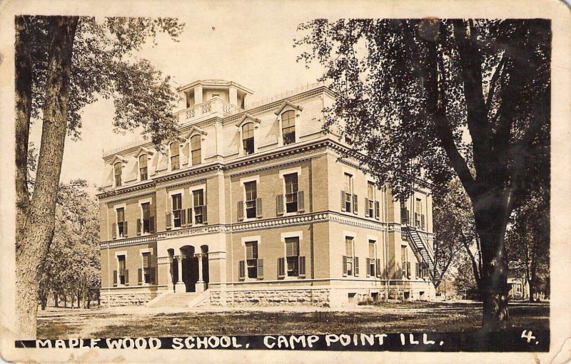 RPPC,c.'11,  Camp Point, IL, Maple Wood School, Quincy Area, Old Post Card