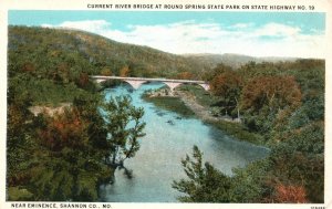 Vintage Postcard Current River Bridge Round Spring State Park Shannon Missouri