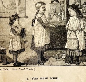 1878 Print The New Pupil Lessons In English 5.5 x 4.75 Antique