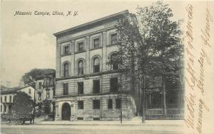 c1906 Lithograph Postcard Masonic Temple Utica NY Oneida County Fraternal posted