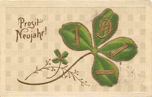 New Year Date Year 1911 Prosit Neujahr German pm Luxembourg 1910 postcard