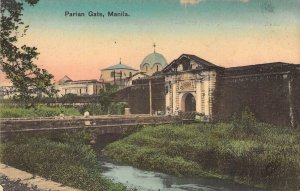 Chromo-litho style, Parian Gate, Manila,  Philippines, P.I., Old Postcard
