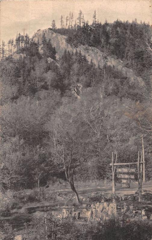 RUTLAND VERMONT LONG TRAIL LODGE~DEER LEAP~SIGN MOUNTED W/ LOGS POSTCARD 1930s