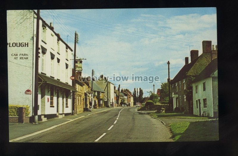 TQ3290 - Northants - The Plough Pub & High Street in Braunston c1960s - postcard 