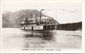 Steamer Tutshi Carcross Yukon YT WPYR  Steamship Real Photo Postcard E59