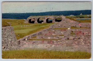 Ruins Of Louisbourg Fortress, Nova Scotia, Vintage 1950s Chrome Postcard