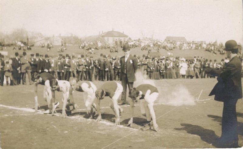 Track and Field Running Sports ~ Unknown Location ~ c1904-1918 RPPC Postcard