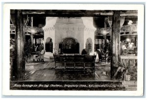 Main Lounge In Log Chateau Seigniory Club PQ Quebec Canada RPPC Photo Postcard