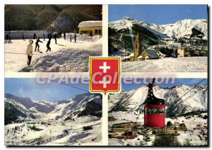 Postcard Modern Auron (A M) 1600m 2400m Station Winter and Summer Ice Rink La...