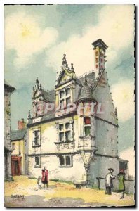 Old Postcard Fantasy Illustrator Barday Le Mans Old houses in Kanonicza Street