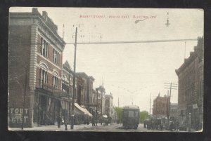 BLUFFTON INDIANA DOWNTOWN MARKET SCENE VINTAGE POSTCARD 1909