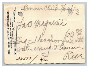 Vintage 1913 Pharmacy Prescription - Hand Written Paynesville Minnesota