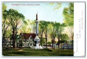 1906 Scene at Monument Park Augusta Maine ME Posted Antique Postcard