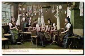 Postcard Old Schwarzwalder Spinnstube Metiers looms Germany