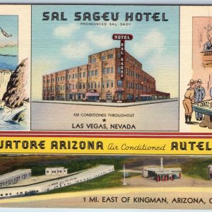 1938 Las Vegas, NV Sal Sagev Hotel El Trouatore Autel Court Multiview Teich A219