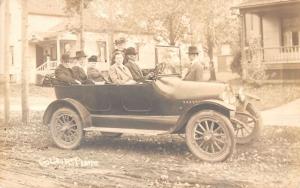 Men Driving Vintage Car Street Scene Real Photo Antique Postcard K28979 