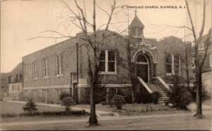 Vtg 1940s St Stanislaus Church Plainfield New Jersey NJ Postcard