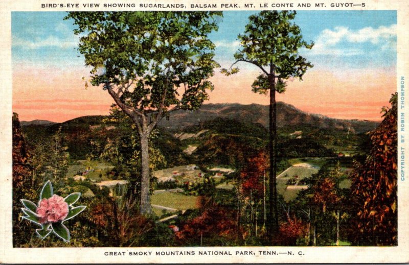 Tennessee Great Smoky Mountains Birds Eye View Showing Sugarlands Balsam Peak...