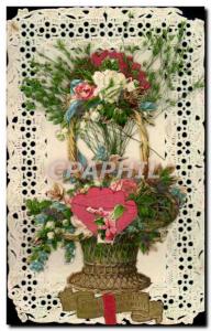 Old Postcard Fantasy Flowers Embroidery