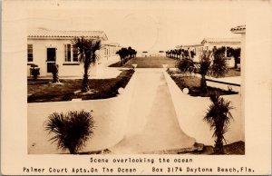 Palmer Court Apartments Overlooking Ocean, Daytona Beach FL c1947 Postcard Y72
