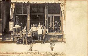 Harrisonville MO Popcorn Wagon Store Front 1902 Cigar Store RPPC Postcard