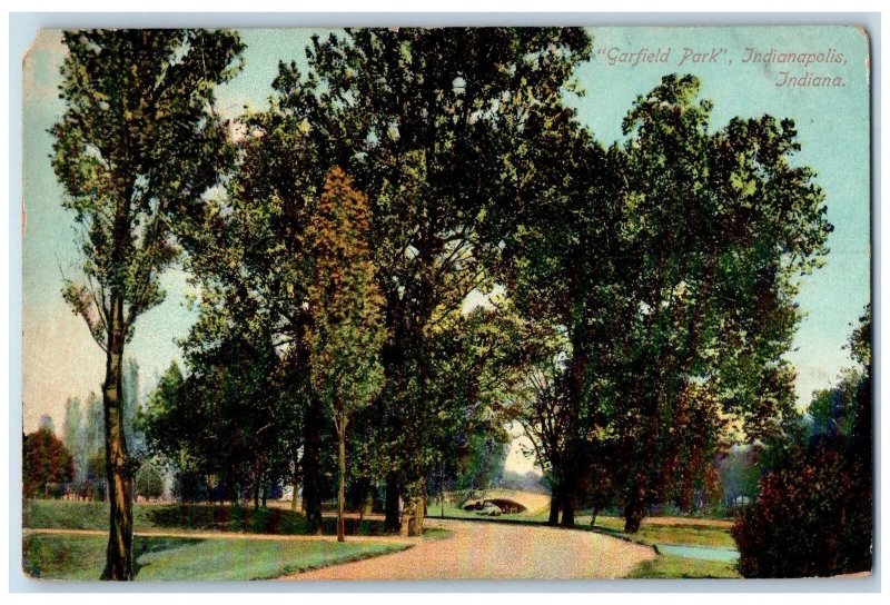 1910 Garfield Street Dirt Roads Pathways Trees Indianapolis Indiana IN Postcard 