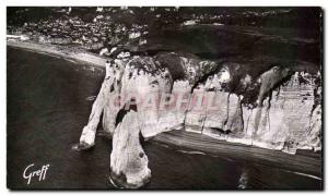 Old Postcard View Etretat in Normandy Aerienne Cliffs L & # 39Aiguille Gate A...
