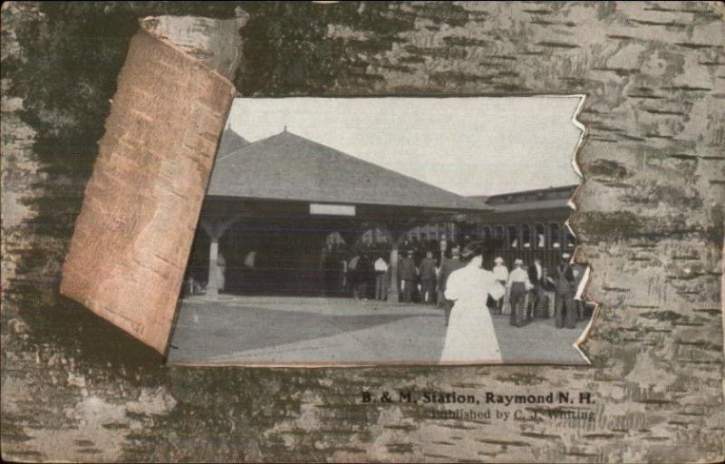 Raymond NH B&M RR Train Station Depot c1910 Postcard