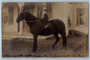 1906 Little Boy Riding Horse Pike New York NY RPPC Photo Antique Postcard