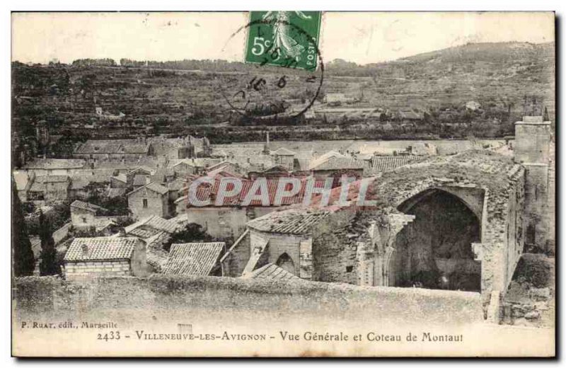 Villeneuve Avignon Old Postcard General view and hillside Montaut