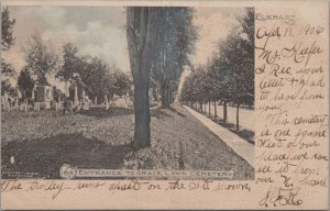 Postcard Entrance to Grace Lawn Cemetery Elkhart IN 1906