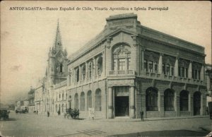 Antofogasta Chile Banco Espangol c1910 Used Postcard