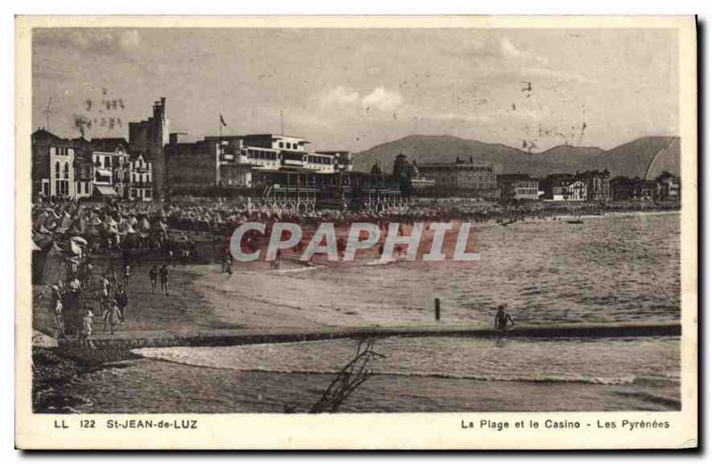 Old Postcard Saint Jean de Luz The Beach and the Casino Pyrenees