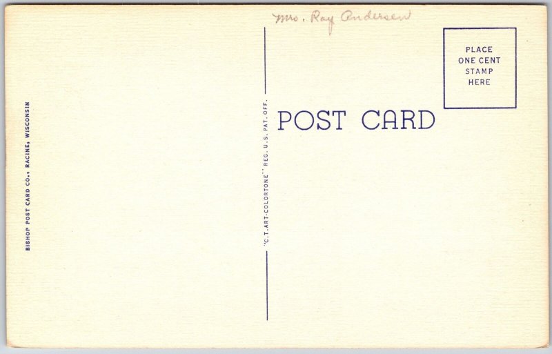 Racine Wisconsin WI, Reef Lighthouse, Three Miles from Shore, Vintage Postcard