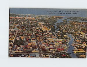 Postcard Looking Towards the Atlantic Ocean, Aerial View of Fort Lauderdale, FL