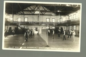 Battle Creek MICHIGAN RP c1910 INTERIOR SANITARIUM Gymnasium PLAYING VOLLEYBALL