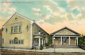 c1910 Postcard; All Souls Unitarian Church & Church Home Hackley Hall Santa Cruz