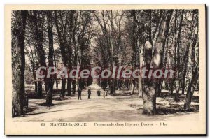 Old Postcard Mantes La Jolie Walk in L'Ile aux Dames