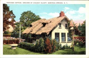 Saratoga Springs, NY New York  CHAUNCY OLCOTT~THATCHED COTTAGE ca1920's Postcard