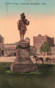 Vintage Postcard 1909 Miles Morgan Memorial Statue Springfield Massachusetts MA