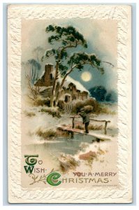 c.1910 John Winsch Christmas Moon Scene Vintage Postcard P51