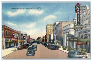 1948 Cleveland Street Establishments Classic Cars Clearwater Florida FL Postcard