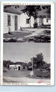 Fort Wayne Indiana IN Postcard Country Club Motel Dual View c1920's Antique