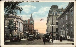 New London CT State St. East c1920 Postcard