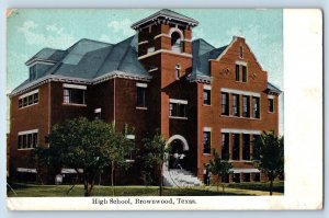 Brownwood Texas TX Postcard High School Exterior Building c1912 Vintage Antique