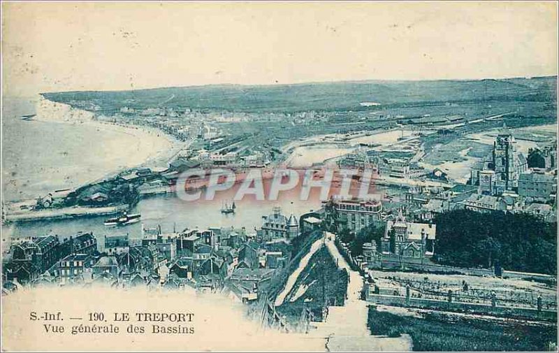 Old Postcard Treport General view Basins