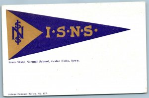 CEDAR FALLS IA IOWA STATE NORMAL SCHOOL FLAG ANTIQUE POSTCARD
