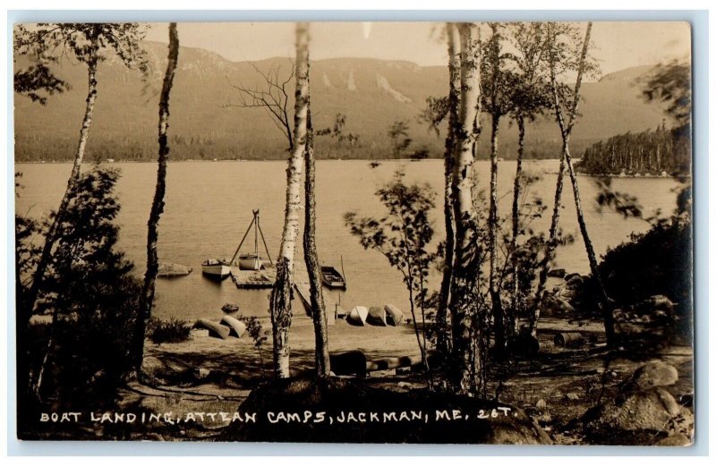 c1910's Boat Landline Attean Camps Jackman Maine ME RPPC Photo Antique Postcard