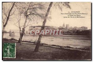 Postcard Old Avignon (Vaucluse) Overview of Pont Saint Benezet and Palais des...